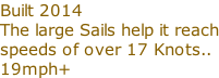 Built 2014 The large Sails help it reach speeds of over 17 Knots.. 19mph+